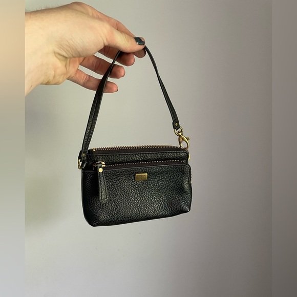 Fossil Handbags - Fossil Black Pebbled Leather Wristlet